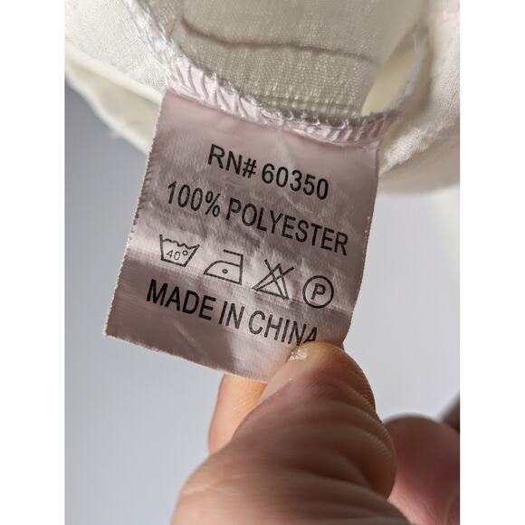 IC Collection L White Textured Split Neck Blouse Long Sleeve Women’s Top - Picture 3 of 4